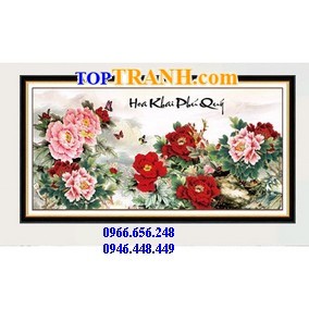 Tranh thêu mẫu đơn phú quý